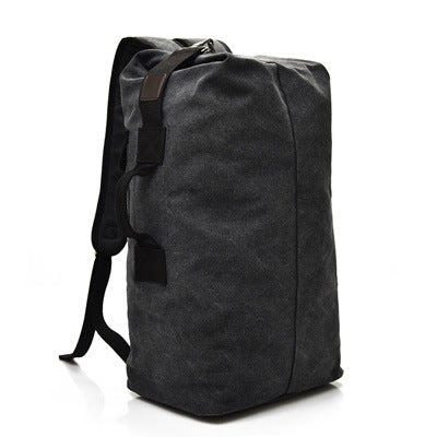 FM308 Large Capacity Outdoor Travel Man Canvas Double Shoulder Backpack Student Schoolbag, Specification: Small Black-garmade.com