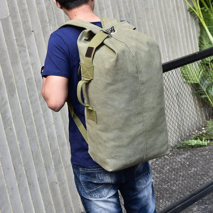 Upgrade Zipper Pockets Outdoor Travel Man Canvas Double Shoulder Backpack Student Schoolbag, Specification: Small Khaki-garmade.com