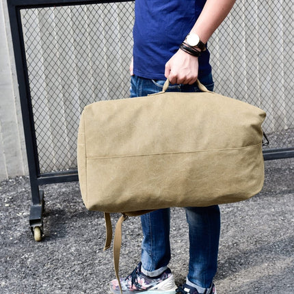 Upgrade Zipper Pockets Outdoor Travel Man Canvas Double Shoulder Backpack Student Schoolbag, Specification: Large Black-garmade.com