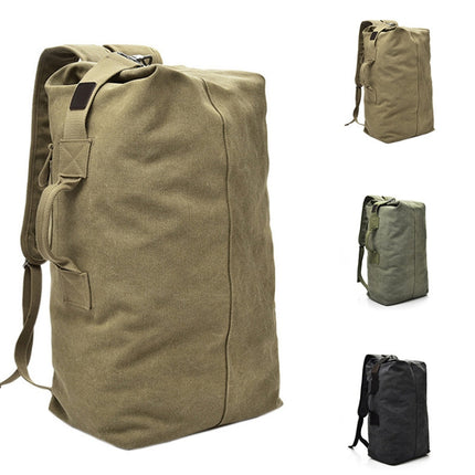 Upgrade Zipper Pockets Outdoor Travel Man Canvas Double Shoulder Backpack Student Schoolbag, Specification: Large Black-garmade.com