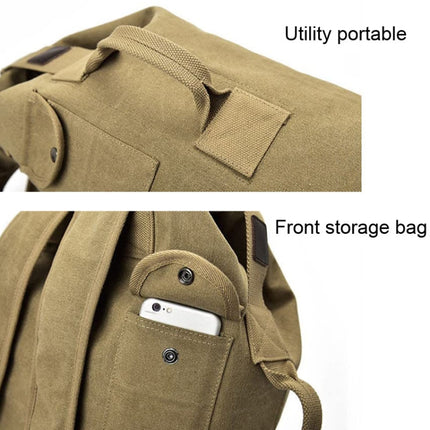 Upgrade Zipper Pockets Outdoor Travel Man Canvas Double Shoulder Backpack Student Schoolbag, Specification: Large Green-garmade.com