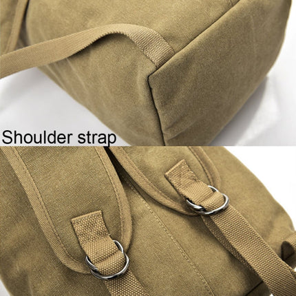 Upgrade Zipper Pockets Outdoor Travel Man Canvas Double Shoulder Backpack Student Schoolbag, Specification: Large Khaki-garmade.com