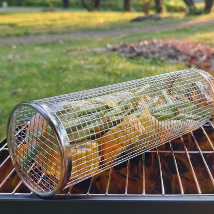 Upgrade With Handle BBQ Cage Stainless Steel Barbecue Basket 30cm+Handle 18cm-garmade.com