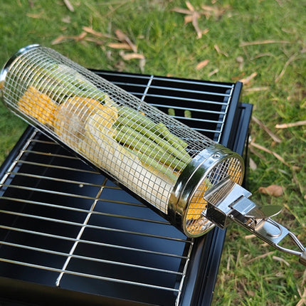 Upgrade With Handle BBQ Cage Stainless Steel Barbecue Basket 30cm+Handle 18cm-garmade.com
