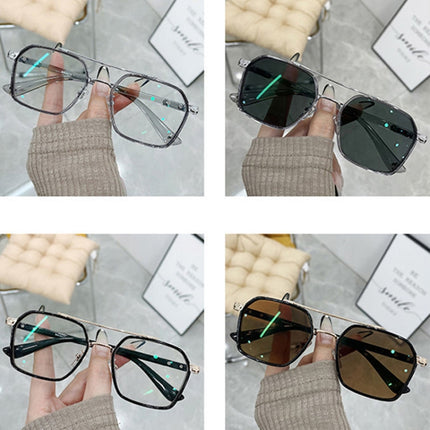 A5 Double Beam Polarized Color Changing Myopic Glasses, Lens: -250 Degrees Change Tea Color(Transparent Silver Frame)-garmade.com