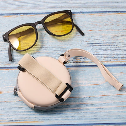 Folding Sunglasses Round Stoarge Bag Air Cushion Shape Glasses Case(Beige)-garmade.com