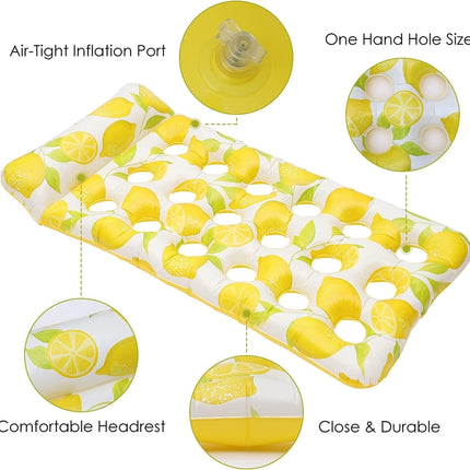 172 x 80cm Inflatable Lemon Float Row Hole Water Bed Lounge Chair-garmade.com