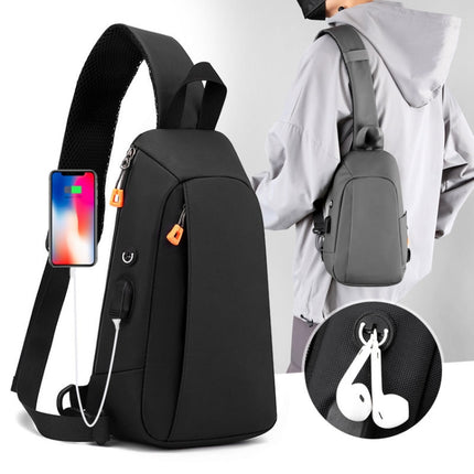 Sports Chest Bag Waterproof Casual One Shoulder Diagonal Shoulder Bag(Black)-garmade.com