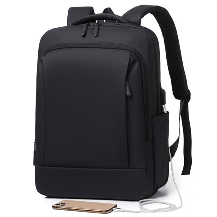 Large-capacity Waterproof Wear-resistant Laptop Backpack with USB Charging Hole(Black)-garmade.com