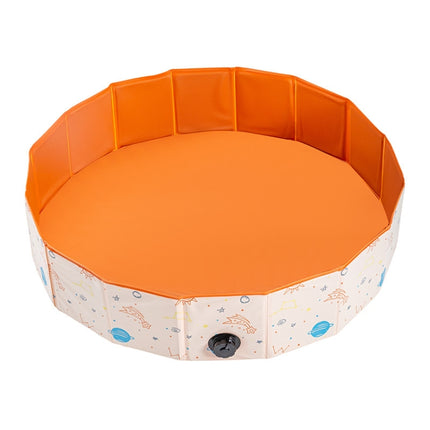 80 x 20cm Children Foldable No Need Inflate Bathing Tub Playing House Game Sand Ball Pool(Orange)-garmade.com