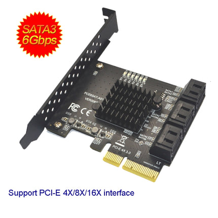 PCIE 4X To 6 Port SATA 3.0 Adapter Expansion Card ASMedia ASM1166 Converter-garmade.com