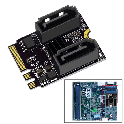 M2 to SATA3.0 Adapter Card PCI-E3.0 Card KEY A+E WiFi M.2 to SATA JMB582 Chip(Black)-garmade.com