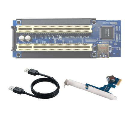 PCI-E 1X To Dual PCI Riser Card Extend Adapter Add Expansion Card For PC Computer-garmade.com