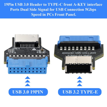 USB 3.0 19PIN Header to Type-E Front A-Key Interface Extend USB Ports to PC, Spec: Up-high-garmade.com