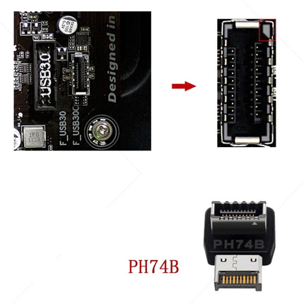 2pcs USB3.1 Type-E Computer Motherboard Interface 90 Degrees Elbow Front Type-C Adapter(PH74B)-garmade.com