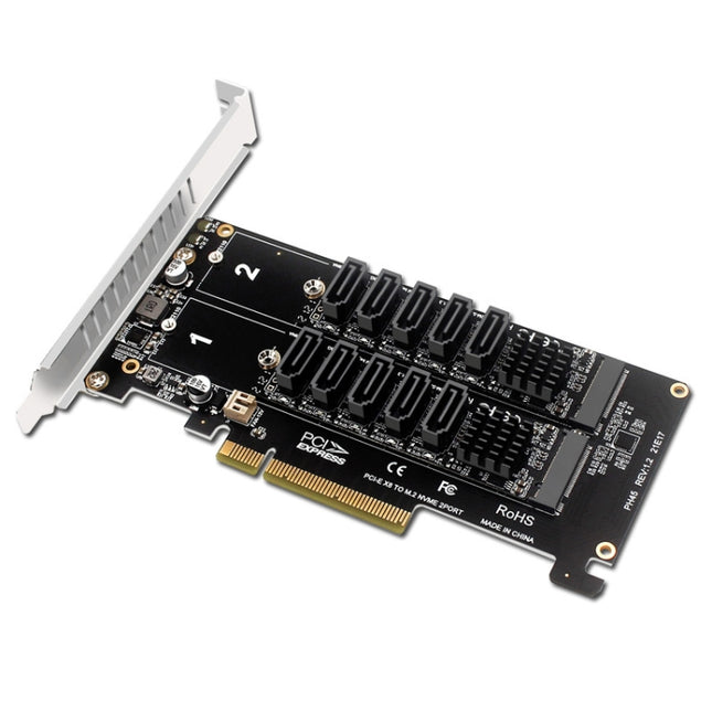 Double NVME Raid PCI-EX8 Split Card To SATA10 Port Transfer Card-garmade.com