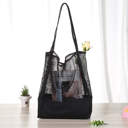 Transparent Mesh Single Shoulder Bag Student Bag(Black)-garmade.com