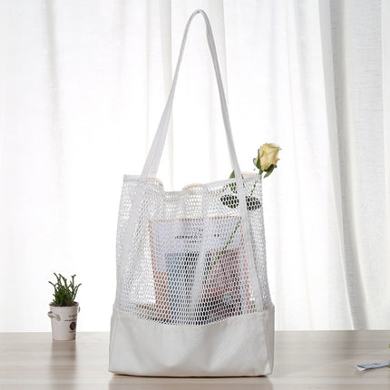 Transparent Mesh Single Shoulder Bag Student Bag(Black)-garmade.com
