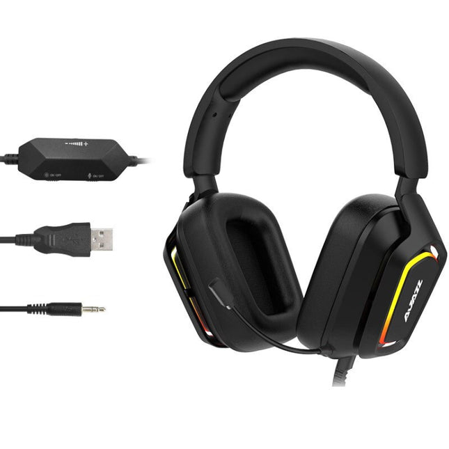 Ajazz AX368 Computer Game Audio Recognition RGB Headset 3.5mm Version (Black)-garmade.com