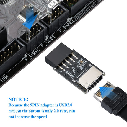 USB 2.0 Front Panel Header USB 9pin To USB 2.0 Type-E Internal Adapter-garmade.com