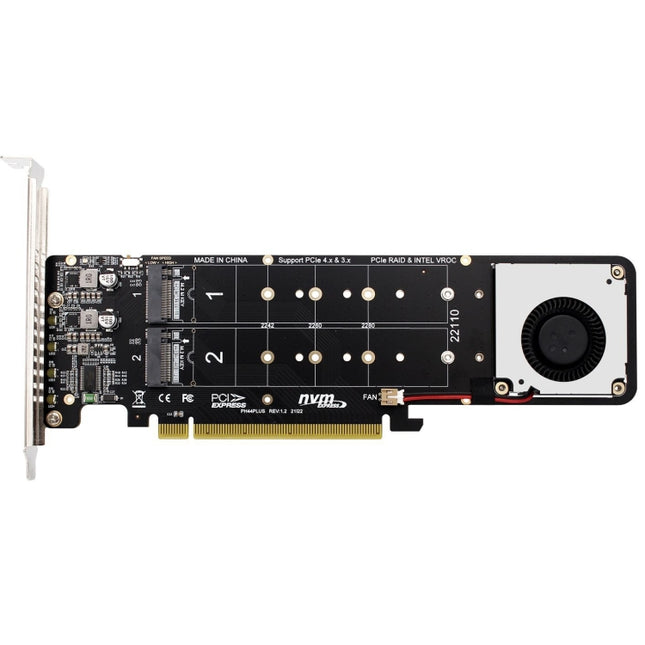 PCI-E X16 to M.2 M-key NVME X4 SSD RAID Array Expansion Adapter Support 2242/2260/2280/22110(PH44Plus)-garmade.com
