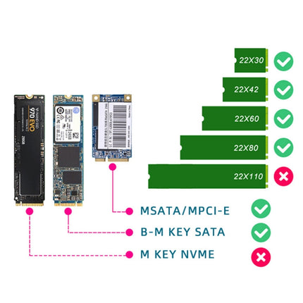SATA 22PIN To MSATA Or M.2 NGFF SATA Card 2 In 1 SSD Converter Card With USB 3.0 Cable-garmade.com