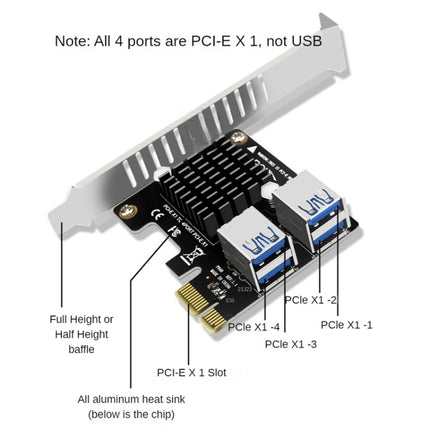PCIE To PCI-E4 Port USB3.0 Expansion Card Graphics Card Extension(Half High Baffle)-garmade.com