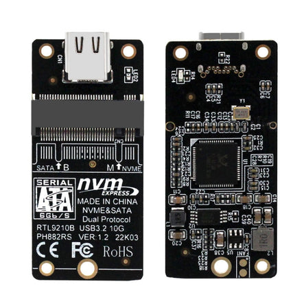 M.2 NVME Hard Disk Box Transfer Card RTL9210B Chip Type-C / USB-C USB3.1 Gen2 10Gbps(Black)-garmade.com