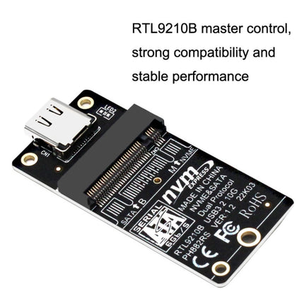 M.2 NVME Hard Disk Box Transfer Card RTL9210B Chip Type-C / USB-C USB3.1 Gen2 10Gbps(Black)-garmade.com