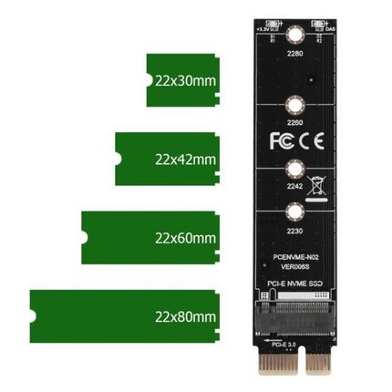 PCI-E 1X To M.2 NVME KEY-M SSD Riser Card Adapter Without Baffle-garmade.com