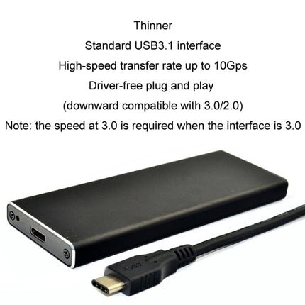USB3.2 To M.2 NVME Hard Disk Box NGFF PCIE Protocol To TYPE-C, Color: Black with C-C Cable-garmade.com
