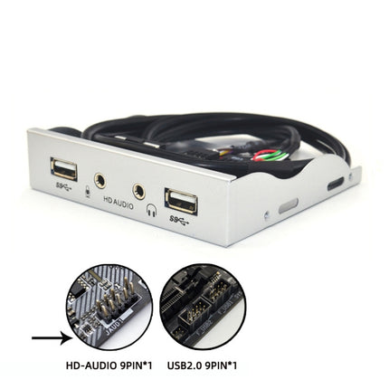 3.5-Inch 2 USB 2.0+HD AUDIO Port Desktop PC Case Floppy Drive Front Panel(Silver White)-garmade.com
