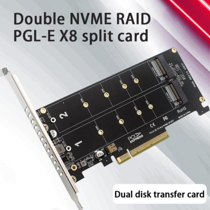 PCI-E X8 Double Disk Transfer Card NVME M.2 MKEY SSD RAID Array Expansion Adapter(PH45)-garmade.com