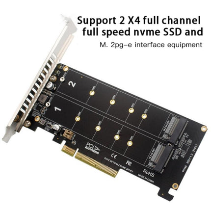 PCI-E X8 Double Disk Transfer Card NVME M.2 MKEY SSD RAID Array Expansion Adapter(PH45)-garmade.com