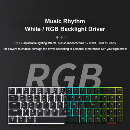 Ajazz AK692 Wired/Wireless/Bluetooth 69-Key Three-Mode Hot Swap RGB Backlit Mechanical Keyboard Tea Shaft (Black)-garmade.com