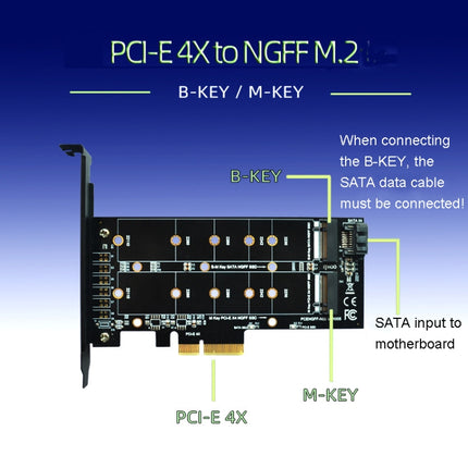 M.2 PCIe SSD Adapter Card PCIE 4x to M.2 Key M B Dual Interface Card-garmade.com