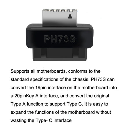 2pcs Mainboard USB3 19P/20P to TYPE-E Adapter Chassis Front TYPE-C/USB-C Plug Port(Black)-garmade.com