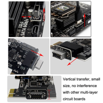 2pcs Mainboard USB3 19P/20P to TYPE-E Adapter Chassis Front TYPE-C/USB-C Plug Port(Black)-garmade.com