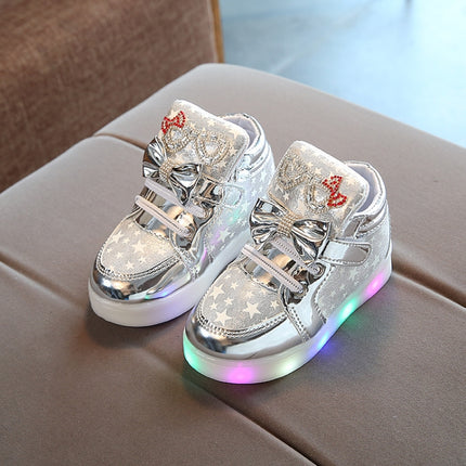 Breathable Flashing LIight Luminous Casual Boys & Girls Shoes, Size: 21(Silver)-garmade.com