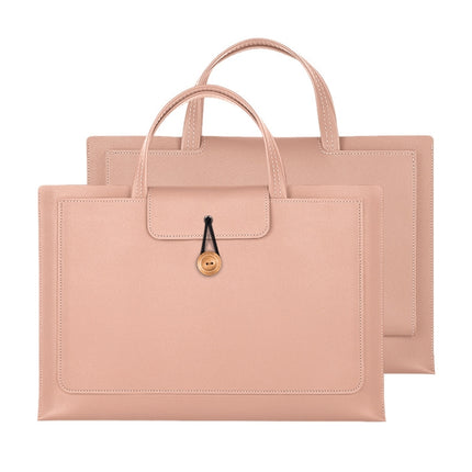 13.3/14 inch Elastic Button Laptop Waterproof PU Handbag(Rose Pink)-garmade.com