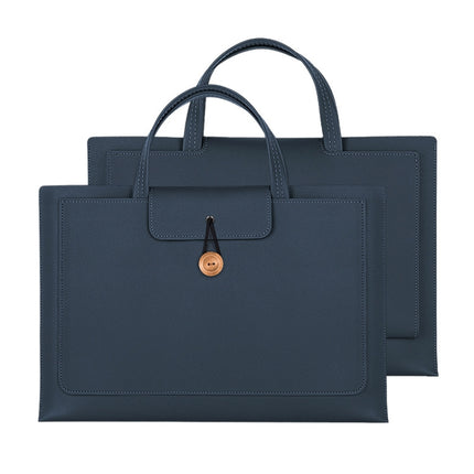 15.4/16 inch Elastic Button Laptop Waterproof PU Handbag(Navy)-garmade.com