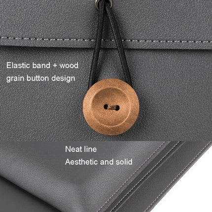 15.4/16 inch Elastic Button Laptop Waterproof PU Handbag(Black)-garmade.com