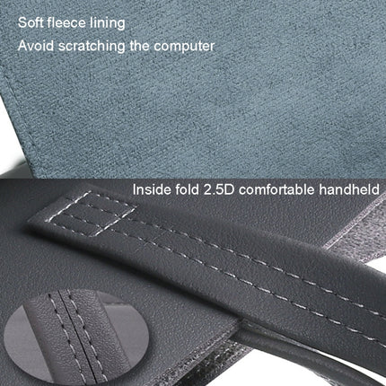 15.4/16 inch Elastic Button Laptop Waterproof PU Handbag(Grey)-garmade.com