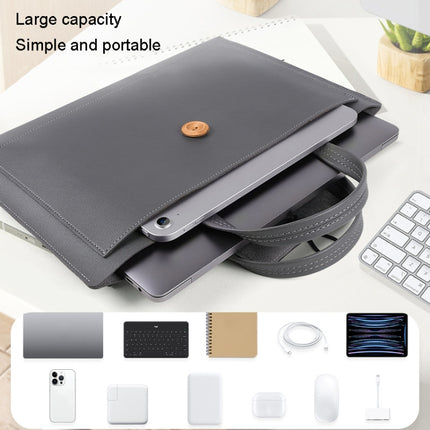 13.3/14 inch Elastic Button Laptop Waterproof PU Handbag(Navy)-garmade.com
