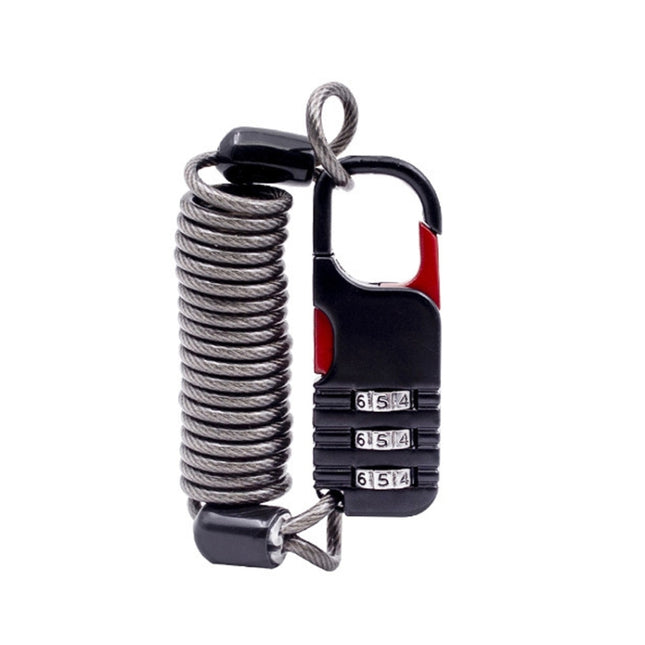 Helmet Anti Theft Password Lock Motorcycle Car Basket Soft Lock(Black)-garmade.com