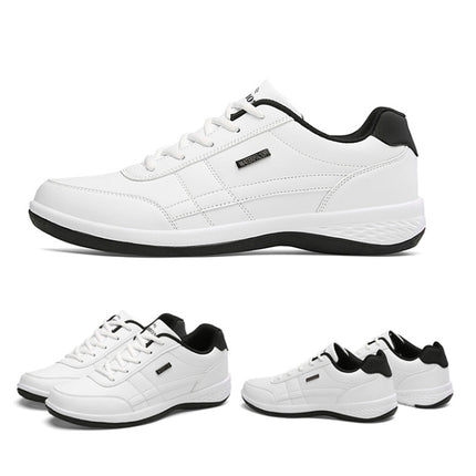 Leather Men Casual Shoes Breathable Leisure Male Sneakers All-match Men Shoes, Size: 38(White)-garmade.com