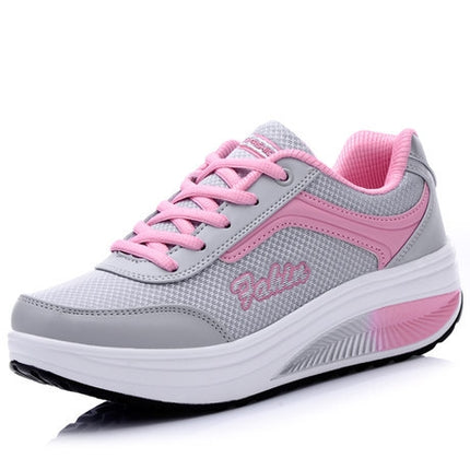 Spring and Autumn Thick Bottom Sports Womens Shoes Rocking Shoes Muffin Shoes, Size: 35(Gray Pink)-garmade.com