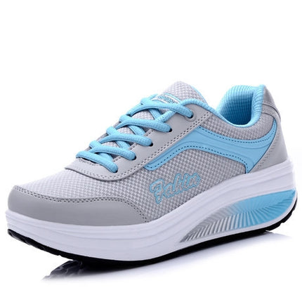 Spring and Autumn Thick Bottom Sports Womens Shoes Rocking Shoes Muffin Shoes, Size: 35(Gray Blue)-garmade.com