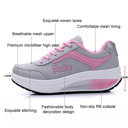 Spring and Autumn Thick Bottom Sports Womens Shoes Rocking Shoes Muffin Shoes, Size: 37(Gray Pink)-garmade.com