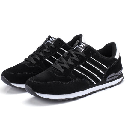 Mens Outdoor Casual Sport Shoes Lightweight Comfortable Leather Walking Running Sneakers, Size: 41(Black)-garmade.com